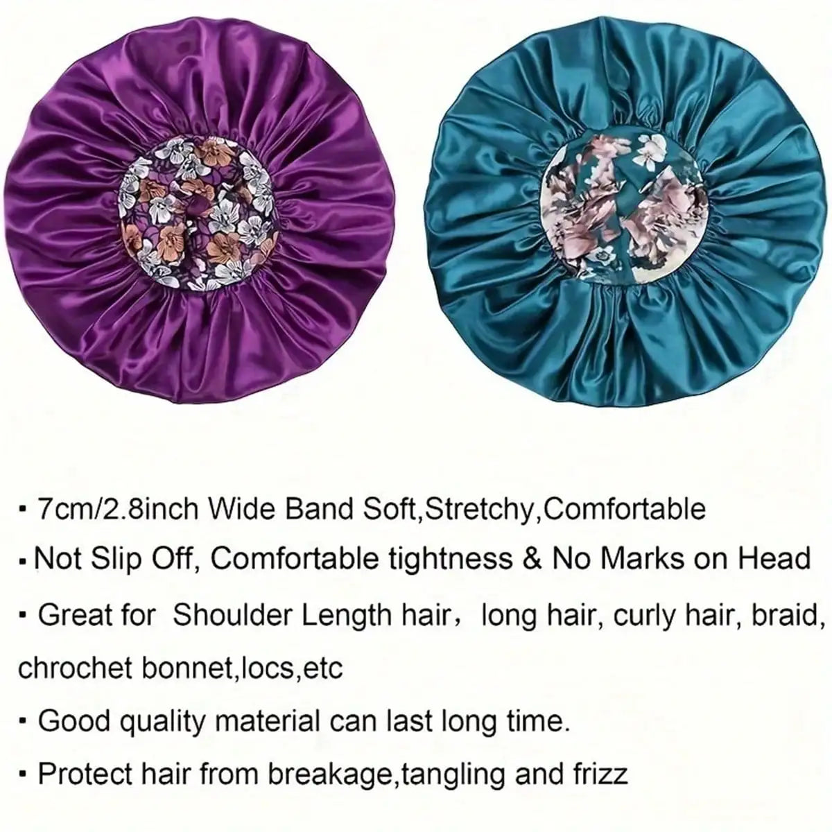 Women's Satin Sleep Cap, High Density Bonnet, Breathable Design, Elastic Wide Band, Soft Fabric
